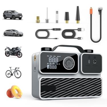 Imagem de FBK Inflador De Pneus, Compressor Ar Portátil, Bomba Para Pneus Carro, Bateria Recarregável Sem Fio 150 Psi E 12 V Cc, Bicicleta Elétrica Com Manômetro, Desligamento Automático, Bola, Motocicleta