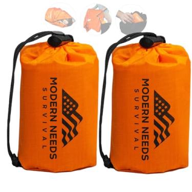 Imagem de MODERN NEEDS Saco de dormir de sobrevivência de emergência - cobertor de emergência, impermeável, saco térmico bive, saco de dormir de sobrevivência, saco de dormir ultraleve para caminhadas,
