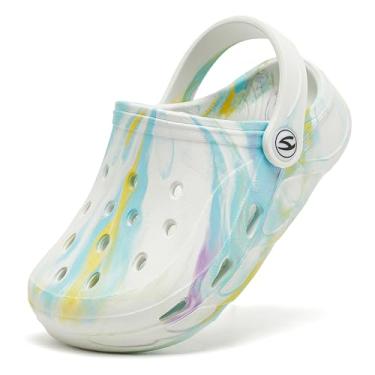 Imagem de HOBIBEAR Tamancos clássicos para meninos e meninas, sapatos de jardim, sandálias fofas de verão (bebês/criança pequena), Branco, 21