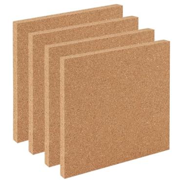 Imagem de OLYCRAFT 4 quadros de avisos quadrados, 5,9 x 5,9 polegadas, placa de cortiça de madeira não autoadesiva, 1 cm de espessura, quadrados de mensagem, quadros de exibição decorativos para decoração de