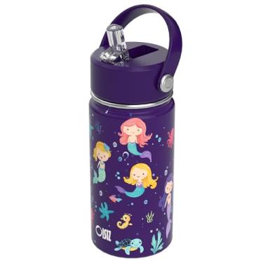 Imagem de OISIZ Garrafa de água infantil com tampa de canudo 397 g, garrafas de água de aço inoxidável 316 isoladas a vácuo para crianças para escola, garrafa de água à prova de vazamento, livre de BPA e manter