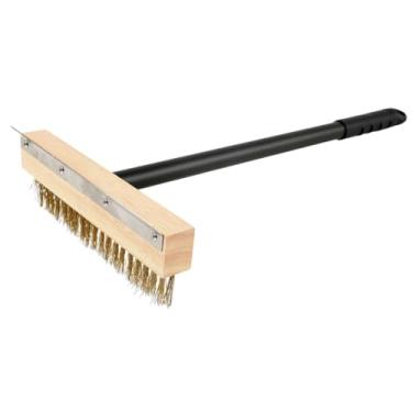 Imagem de Fenteer Escova longa para forno de pizza, escova para pedra de pizza, limpador de grelha resistente, escovas para churrasco, cabo de liga de alumínio para, S