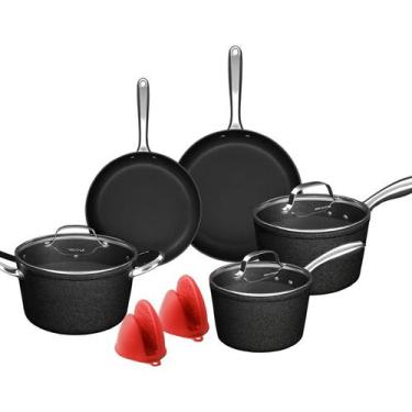 Imagem de Jogo Panelas 7 Peças Black Rock Titânio Indução Mimo Style