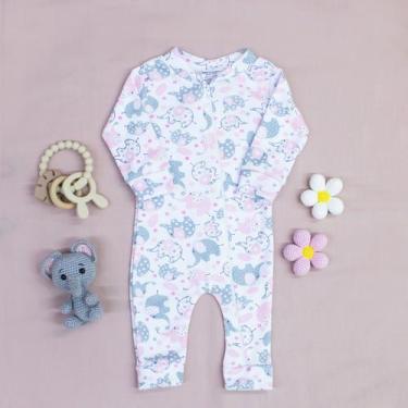 Imagem de Macacão de Bebê Ribana com Zíper Conforto e Praticidade Elefantinha - 