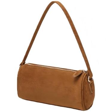 Imagem de JOLLQUE Bolsa transversal para mulheres, bolsa de mão pequena de luxo, bolsa de mão de camurça, bolsas Hobo de ombro outono inverno com zíper, Cáqui