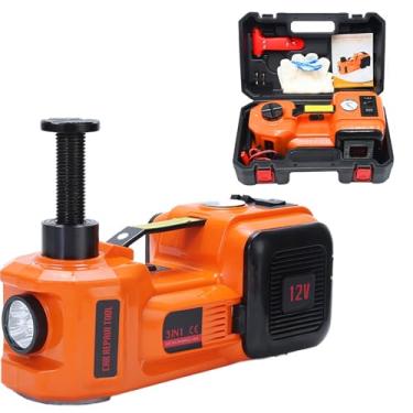 Imagem de Conjunto de macaco elétrico de 5 toneladas, troca de pneus ajustável de 12 V, macaco hidráulico portátil com martelo de segurança e luz LED, adequado para carros, SUVs e caminhões