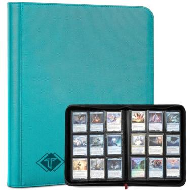 Imagem de Fichário de cartão para cartões colecionáveis com 9 bolsos, TiopLior, álbum de cartas adequado para cartão esportivo TCG, beisebol, futebol, cartão esportivo, fácil de inserir (azul-petróleo)