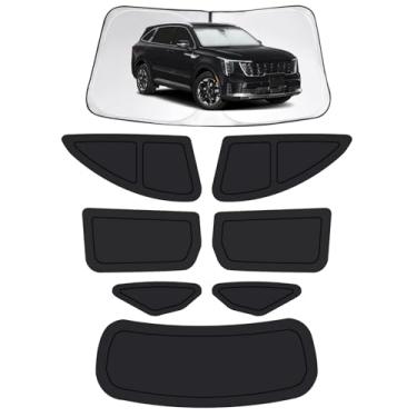 Imagem de Persianas de janela de carro para Kia Sorento 2021-2026, capas de janela de carro completas para privacidade, para-sol para janelas laterais do para-brisa dianteiro traseiro Sorento para bloquear UV e