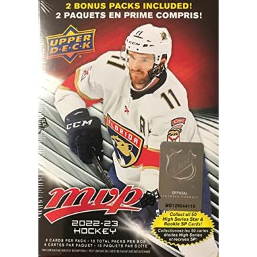 Imagem de NHL Upper Deck 2022-23 MVP Hockey Trading Card BLASTER Box [15 Packs, Blaster-Exclusive Gold Script Parallels]
