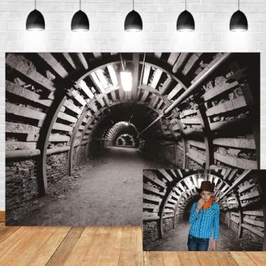 Imagem de Leyiyi 2,4 x 1,8 m cenário fotográfico túnel subterrâneo fundo de mina de carvão vinatge grunge placa de madeira stent halo virtual bokeh feixe de luz luminoso não superfície vinil cabine fotográfica