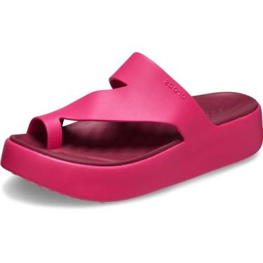 Imagem de Crocs Sandálias femininas Getaway Toe com plataforma, conforto LiteRide, Dragão Fruit, 39