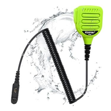 Imagem de PZYPYM Microfone de rádio com lapela de ombro e microfone de mão com entrada de áudio de 3,5 mm, walkie-talkie, microfone mãos livres para Motorola XPR 3300 3500 3300e 3500e (verde)