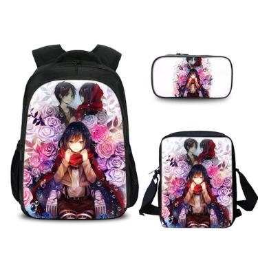 Imagem de Conjunto de mochilas Attacks Titans Anime 3 peças School for Kids