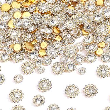 Imagem de 200 peças de strass costurados 4 tamanhos de vidro de cristal com base de metal glitter garra de girassol contas de strass planas para artesanato roupas deslumbrantes chapéus bolsas acessórios de