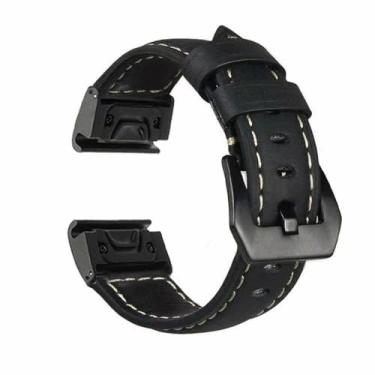 Imagem de XLCZMYL Pulseira de couro para Garmin Fenix 7X Pro 6X 5X 8X 8 Plus Tactix 7 AMOLED Epix Pro de 51 mm para Enduro 2 Quickfit, pulseira de liberação de 26 mm, preto e preto, 22 mm
