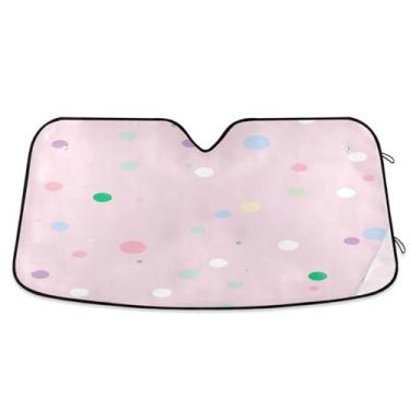 Imagem de STAYTOP Protetor solar de para-brisa de carro com pontos coloridos, protetor de viseira dobrável, bloqueia raios UV e acessórios para proteger carros, SUVs, caminhões-S