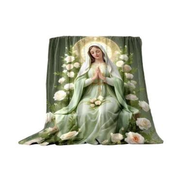 Imagem de Cobertor De Flanela Quente E Confortável Com Estampa Da Virgem Maria P