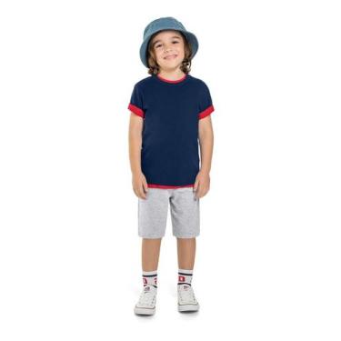 Imagem de Camiseta infantil menino em meia malha Brandili-Azul, 12, Azul