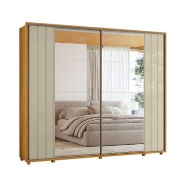 Imagem de Guarda-Roupa Casal com 2 Espelhos Dali 2 Portas 8 Gavetas Cumaru e Opala