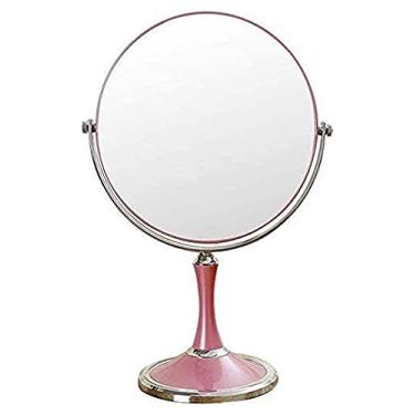 Imagem de CZCZC Espelho cosmético espelho de maquilhagem, espelho de beleza frente e verso para secretária, ampliação 3X, espelho de maquilhagem, espelho giratório de 360°, espelho portátil pequeno