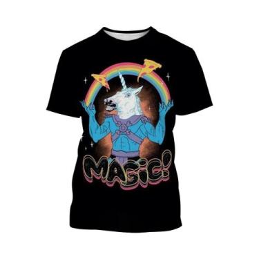 Imagem de Camiseta Unissex De Verão Com Arte 3D De Unicórnio, Estilo Harajuku, C