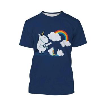 Imagem de Camiseta Unissex De Verão Com Arte 3D De Unicórnio, Estilo Harajuku, C