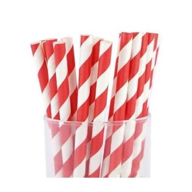 Imagem de Canudos De Papel Estampas Para Festa, Drinks, E Topo De Bolos Resistente e Biodegradável 20 cm Para Carnavais Festas Familiares E Eventos Tropicais Brasileiros(Listrado Vermelho,50 Unidades)