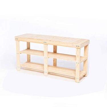 Imagem de Sapateira, sapateira, madeira maciça de 2 andares com armazenamento na porta assento sentado para trocar sapatos, 90 x 26 x 45 cm