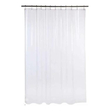 Imagem de 2X 1 Cortina Box Banheiro Pvc Transparente Antimofo Ilhós 1,