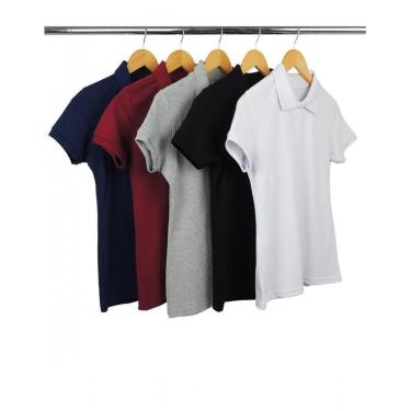 Imagem de Kit Sortido 5 Camisas Gola Polo Piquet Femininas Lisa-Feminino