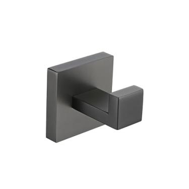 Imagem de Acessório de banheiro cinza escovado arma de aço inoxidável toalheiro de metal suporte de papel higiênico gancho de roupão barra de toalha ferragens de vaso sanitário, gancho de roupão