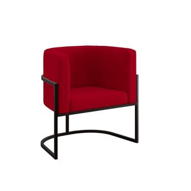 Imagem de Poltrona Cadeira Decorativa Lua Base De Ferro Black Vermelho