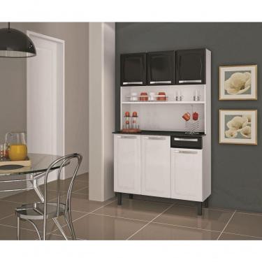 Imagem de Armário De Cozinha 6 Portas 1 Gaveta Rose - Itatiaia Branco-preto