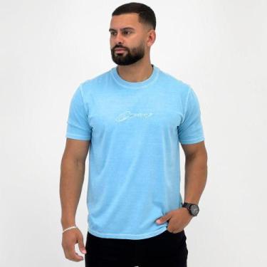 Imagem de Camiseta Oceano Manga Curta Básica Masculina, GG, Azul piscina
