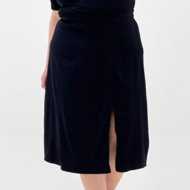 Imagem de Saia Cativa Plus Size Midi em Tecido Feminina, EG, Preto