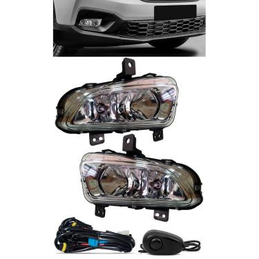 Imagem de Kit Farol de Milha Fiat Strada Cabine Simples e Dupla 2020 2021 2022 Botão Alternativo