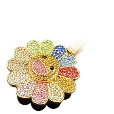 Imagem de RMYSUM Colar com pingente de girassol, pétala colorida e rosto sorridente giratório de hip hop, Takashi Murakami (giratório, 59,9 cm), Standard