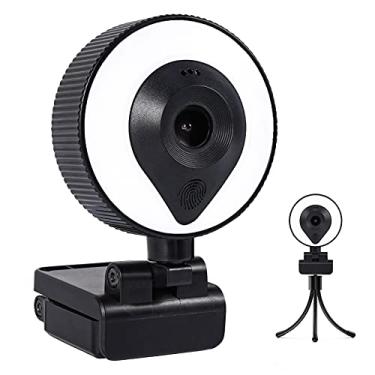 Imagem de Webcam 2K com microfone Ring Light Streaming HD Webcam AutoFocus com Tripé Brilho Ajustável para PC Video Conference/Chamada/Ensino/Gaming Laptop/Desktop Mac Zoom/Skype