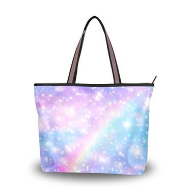 Imagem de My Daily Fashion bolsa de ombro feminina Galaxy Fantasy Sky Rainbow bolsas grandes, Multicoloured, Large