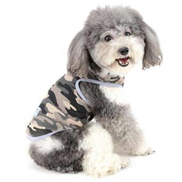 Imagem de Zunea Camisas para cães pequenos malha verão roupas de cachorro camuflagem básica regata macia legal colete camiseta cachorro sem mangas para cães pequenos chihuahua gatos verde XGG