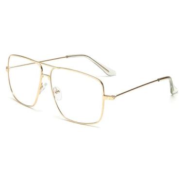 Imagem de Dollger Óculos clássicos, lentes transparentes, armação de metal, sem prescrição, óculos masculinos e femininos, Armação dourada + lentes transparentes, Standard