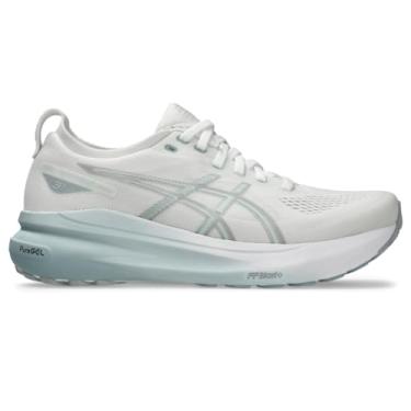 Imagem de ASICS Tênis de corrida feminino Gel-Kayano 31, Branco/cinza golfinho, 36