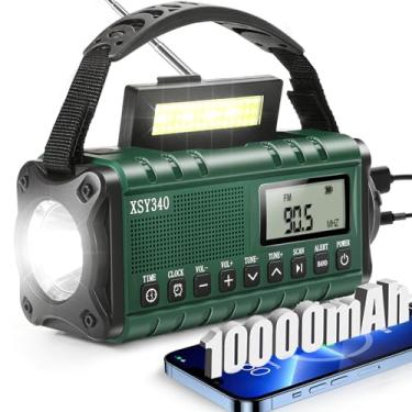 Imagem de Leaton Rádio de Emergência, Alerta Meteorológico Noaa, Rádio Am/Fm com Manivela Solar Portátil para Sobrevivência, Rádio Alimentado por Bateria Recarregável de 10000Mah, Carregador Usb-C, Relógio, Ala
