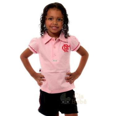 Imagem de Camisa Polo Infantil Flamengo Rosa Oficial - Revedor, Tam 4