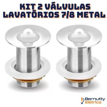 Imagem de Kit 2 Válvula Lavatório Banheiro Tanque Simples Metal Cromada 7/8 - Be