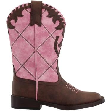 Imagem de ROPER Botas casuais infantis com bico quadrado de renda cano médio - rosa, rosa, 10 Big Kid