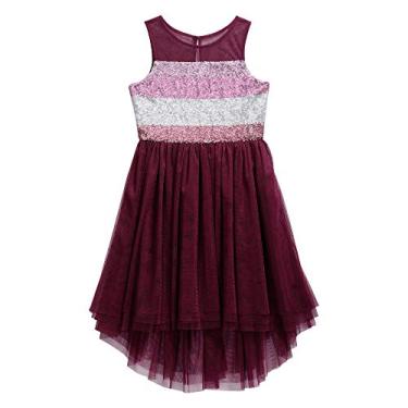 Imagem de Emily West Vestido feminino tamanho único com lantejoulas e gola ilusão de malha, rosa, 12