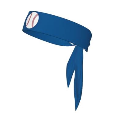 Imagem de Bolas de beisebol Dodger Blue Sports Head Tie for Women Men Tie Headbands Tie Bandanas Workout Faixa de cabelo atlética elástica para tênis, ninja, karatê, corrida, ioga, ajustável, antiderrapante,