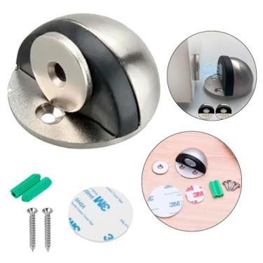 Imagem de Trava Porta Magnético Fixador Adesivo 3m Dupla Face Aço Inox