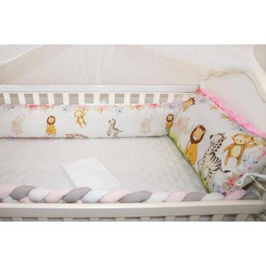 Imagem de Kit Berço 10 Peças Modelo Americano Safari Rosa